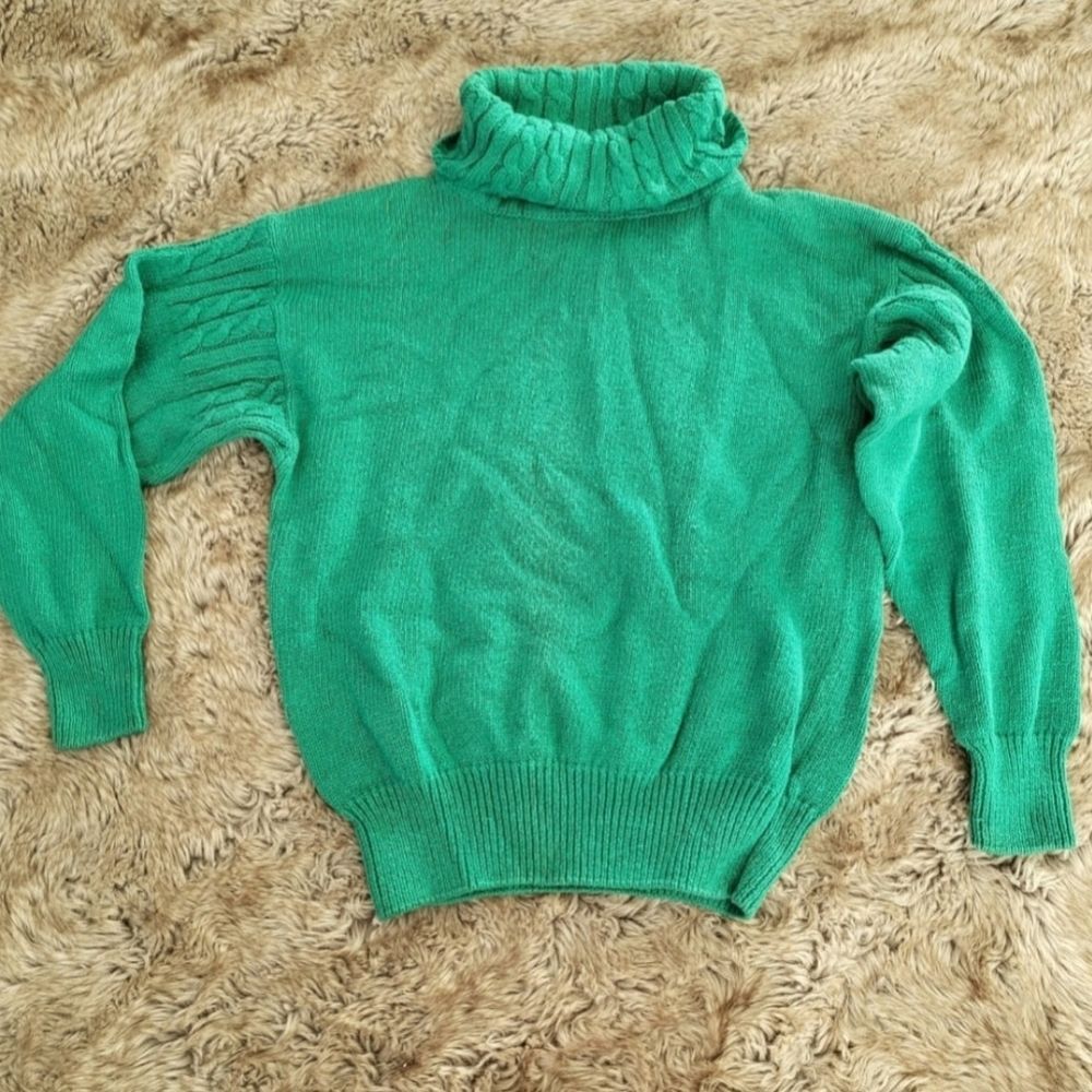 Crystal-Kobe 90s Vintage Knit Turtleneck Green Size‎ Medium
